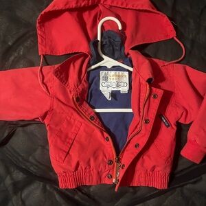 London Fog Kids Red Hooded Windbreaker Jacket size 18months